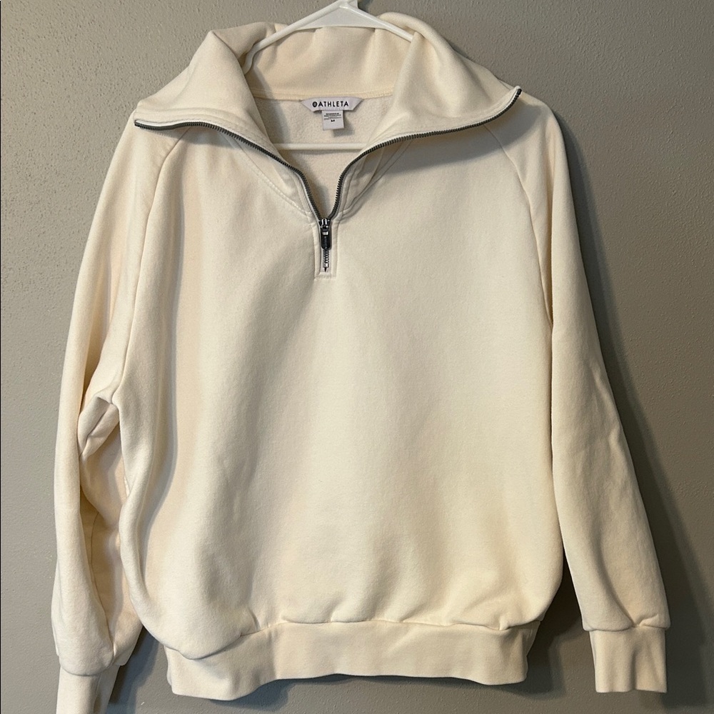 Athleta Cream Zip-Up Women's Sweater